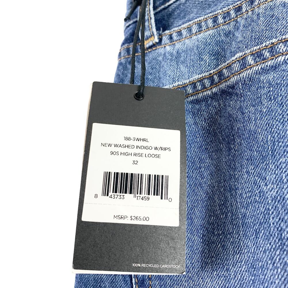 NWT RE/DONE Redone 90's High Rise Loose Relaxed Jean Washed Indigo With Rips 32 - Picture 8 of 9